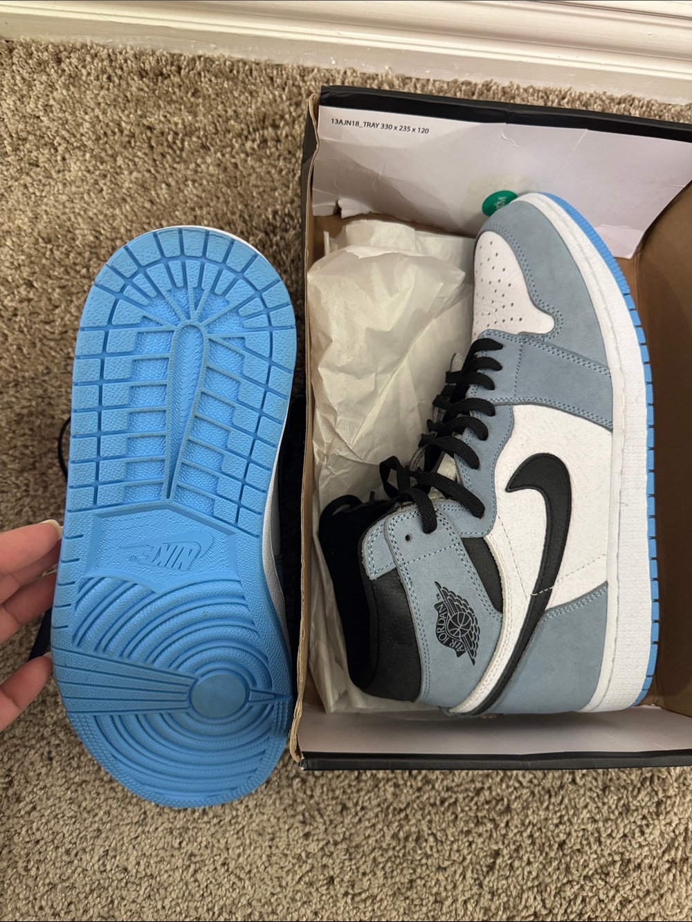 Nike Air Jordan 1 High - White, Light Blue, Black - Picture 3 of 3